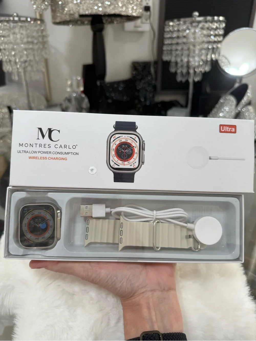 Ultra Smartwatch in Beige with Wireless Charging